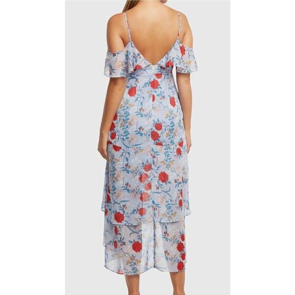NWT Bardot Womens Floral High-Low Cold Shoulder Wrap Dress 4 Boho Cottagecore - Picture 2 of 12